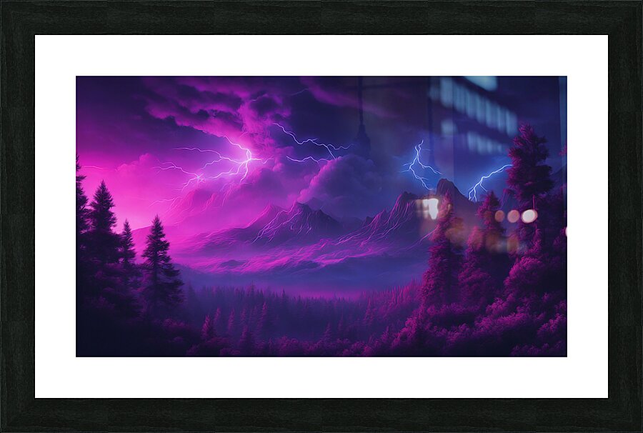 Neon Lightning V4 Picture Frame print