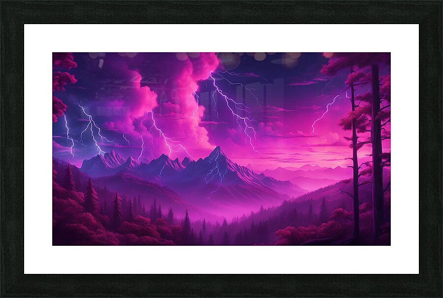 Neon Lightning V5 Picture Frame print