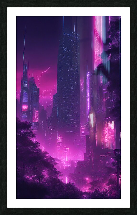 Neon City V1 Picture Frame print