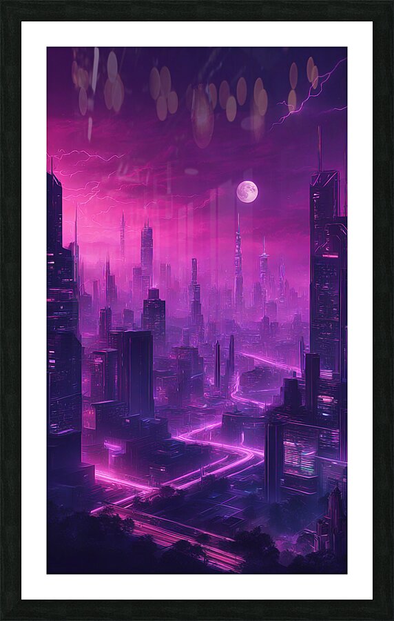 Neon City V2 Picture Frame print