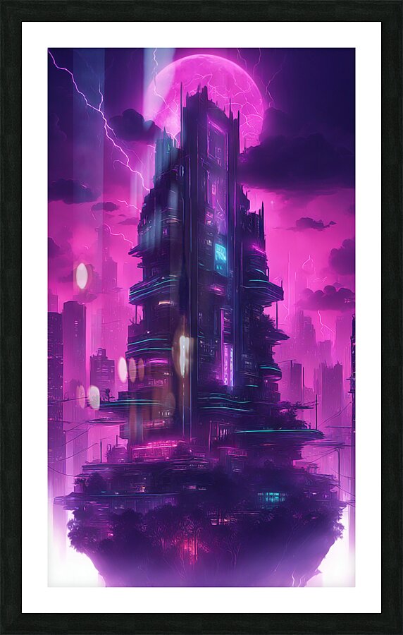 Neon City V4 Picture Frame print
