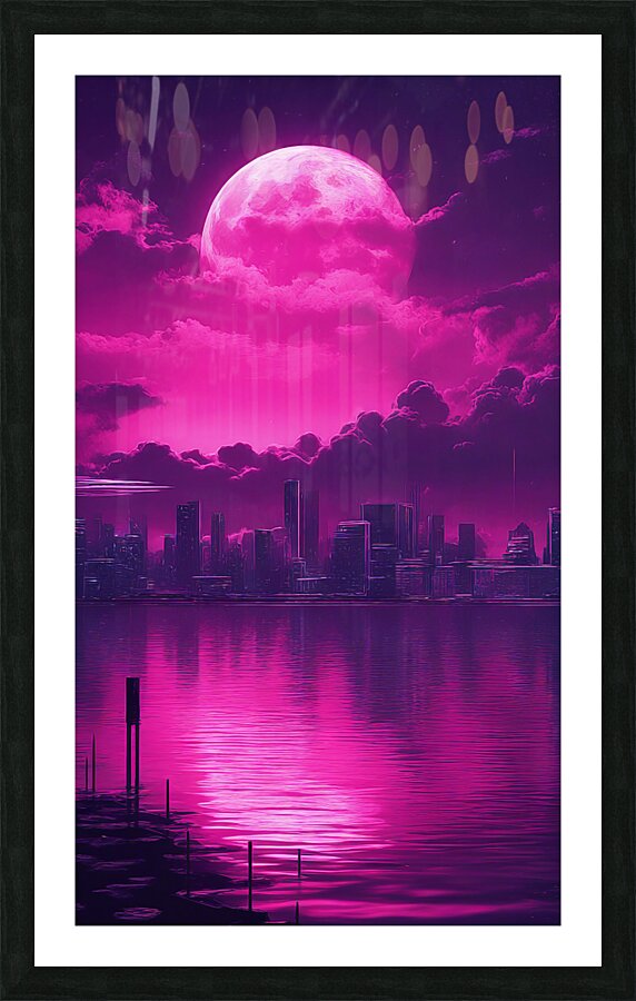 Neon Moon V1 Picture Frame print
