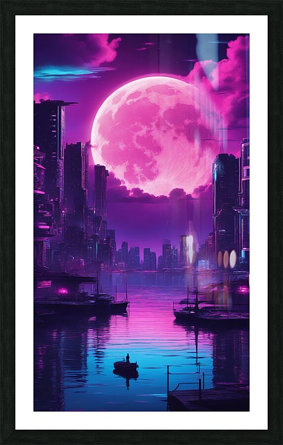 Neon Moon V2 Picture Frame print