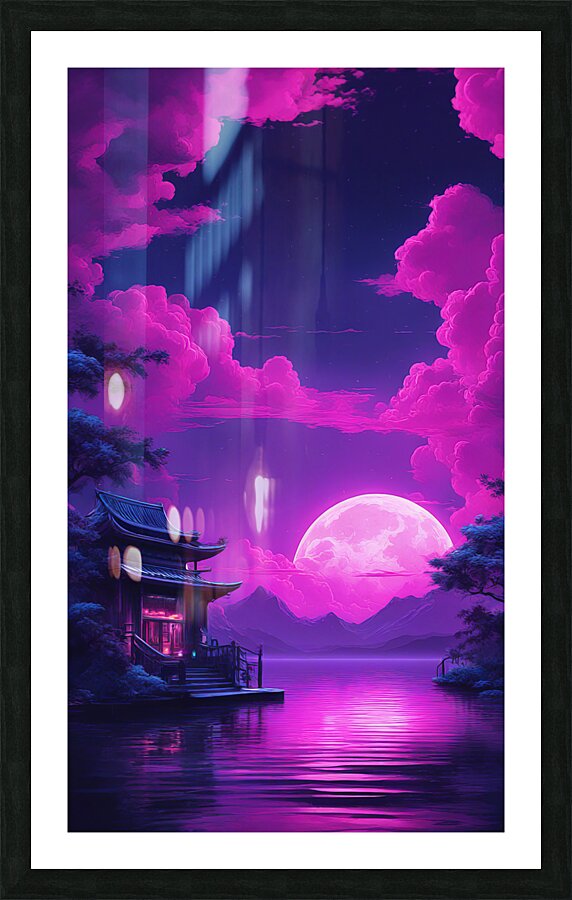 Neon Moon V3 Picture Frame print