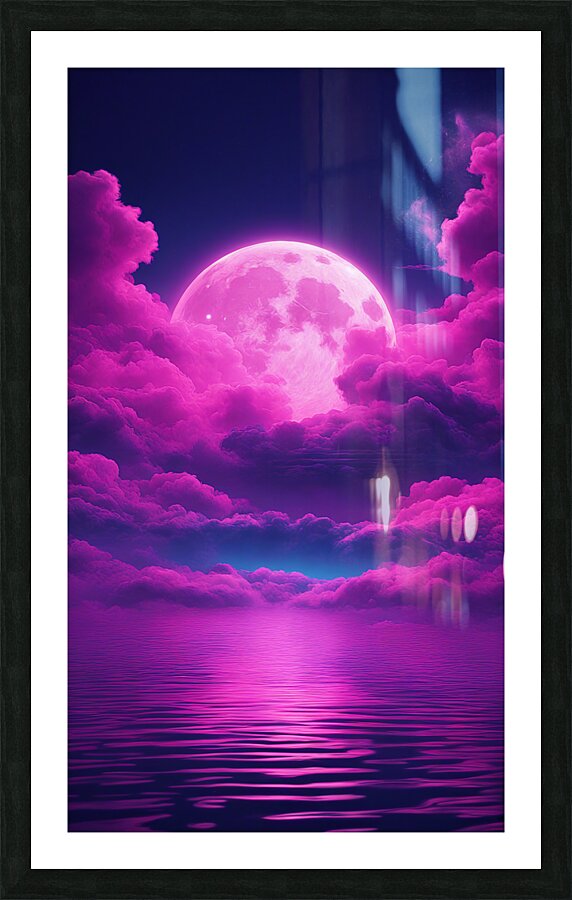 Neon Moon V4 Picture Frame print