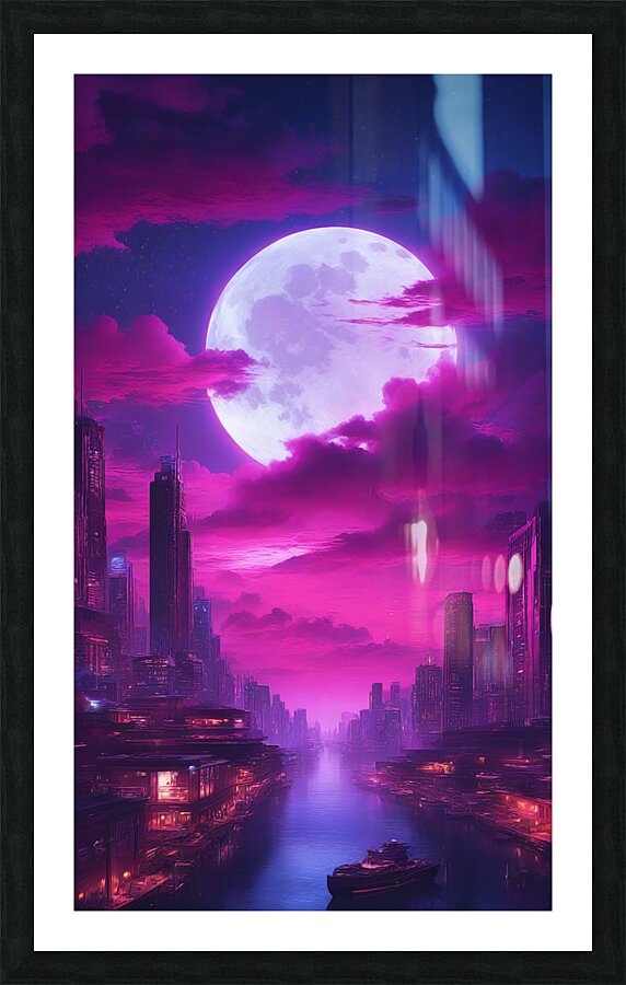 Neon Moon V5 Picture Frame print
