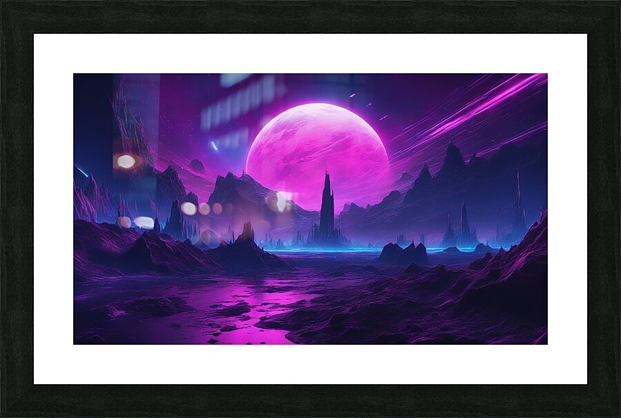 Neon Planet V1 Picture Frame print
