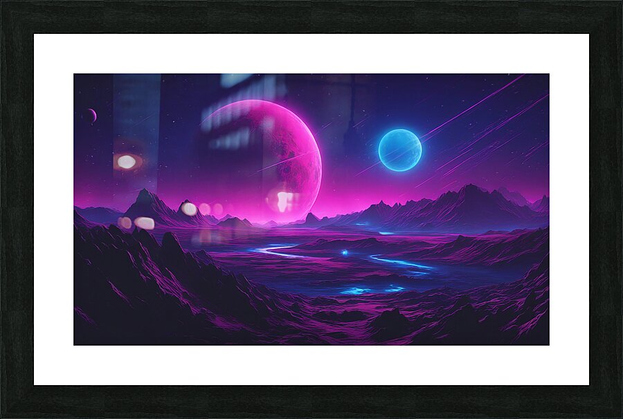 Neon Planet V2 Picture Frame print