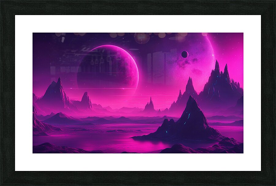 Neon Planet V4 Picture Frame print