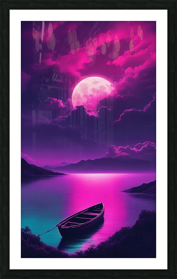 Neon Moon V6 Picture Frame print
