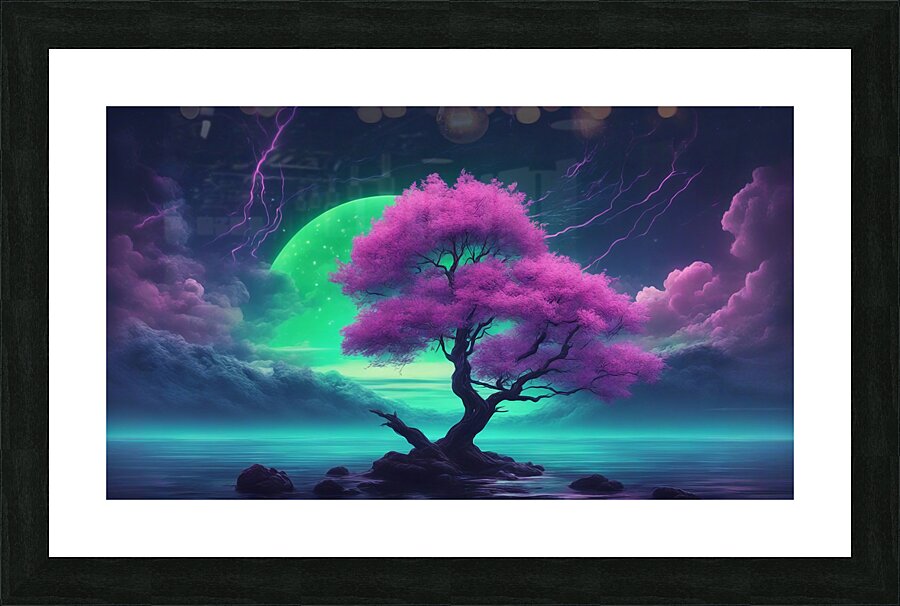 Neon Sakura Tree V2 Picture Frame print
