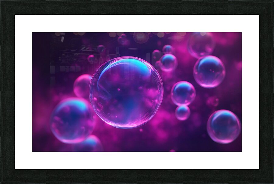 Neon Bubbles V7 Picture Frame print