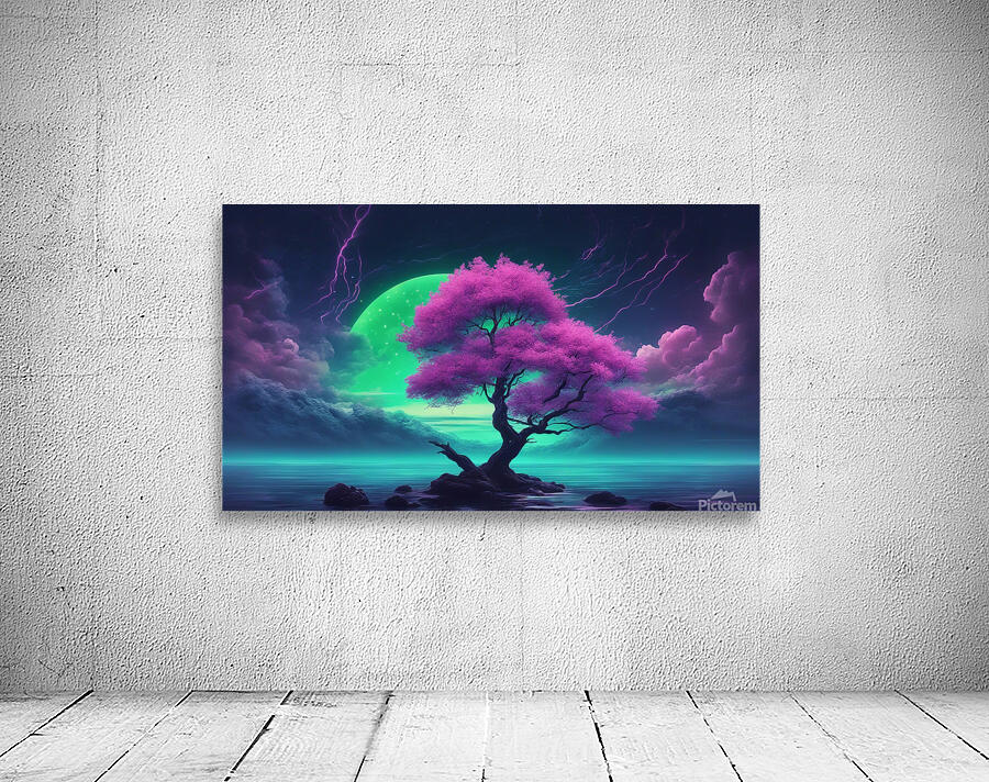 Neon Sakura Tree V2 Wall Preview