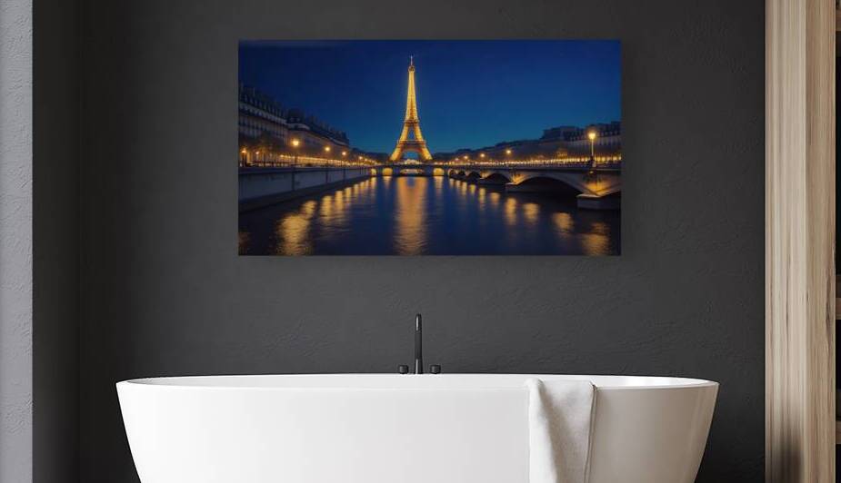 Romantic Paris Night – Eiffel Tower Reflections on the Seine by osboii ssousi
