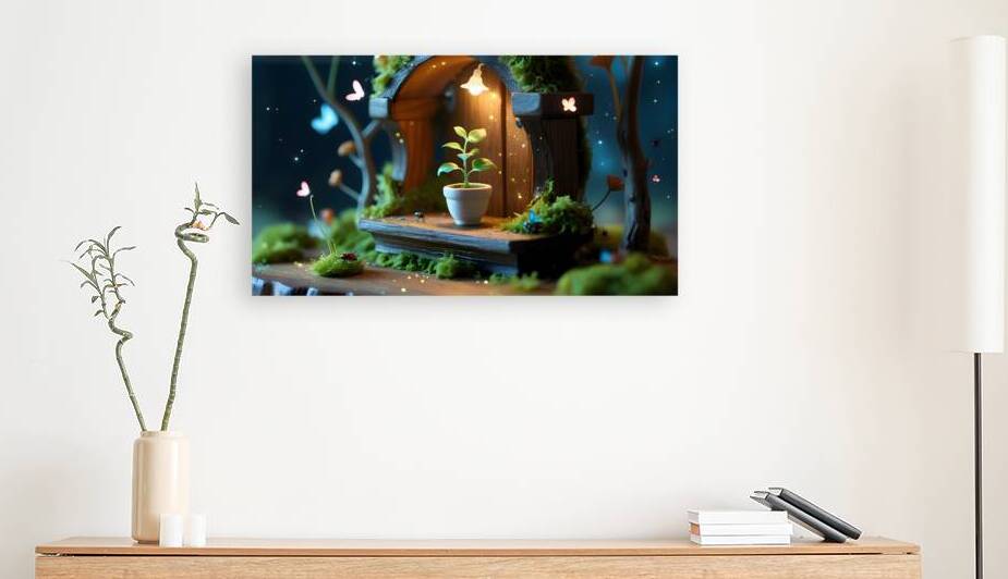 Enchanted Miniature Plant – Glowing Fantasy Shelf in a Fairy World by osboii ssousi