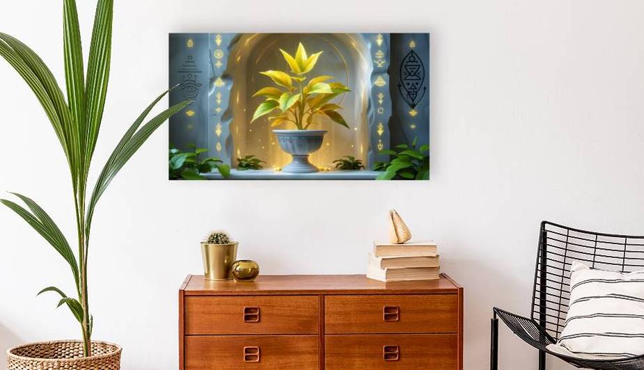 Sacred Radiant Plant in Marble Shrine – Divine Fantasy Magic by osboii ssousi