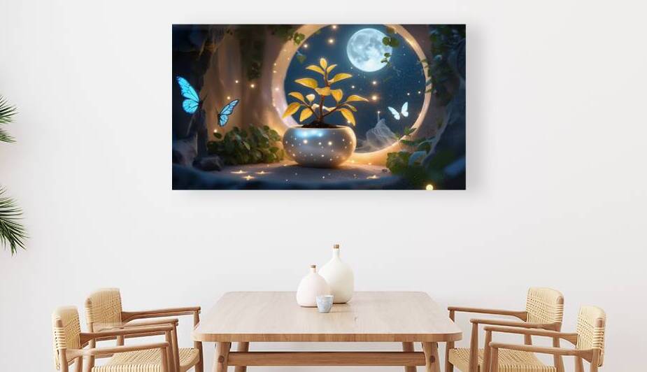 Moonlit Fairy Plant – Enchanted Crescent Pot in a Magical Alcove by osboii ssousi