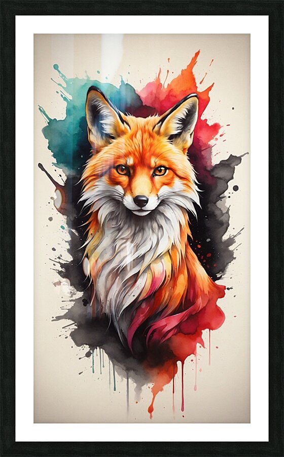 powerful colorful fox Picture Frame print