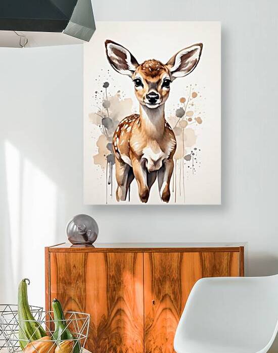 Default Ink wash painting adorable baby deer illu by Angham