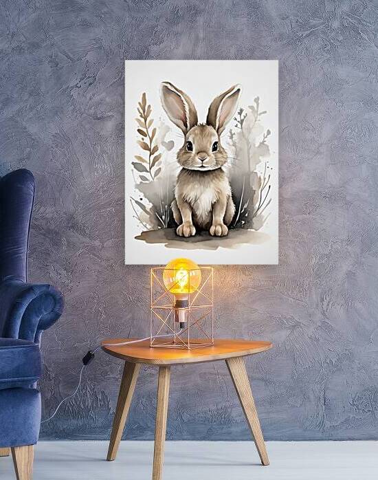 Default Ink wash painting adorable woodland bunny by Angham