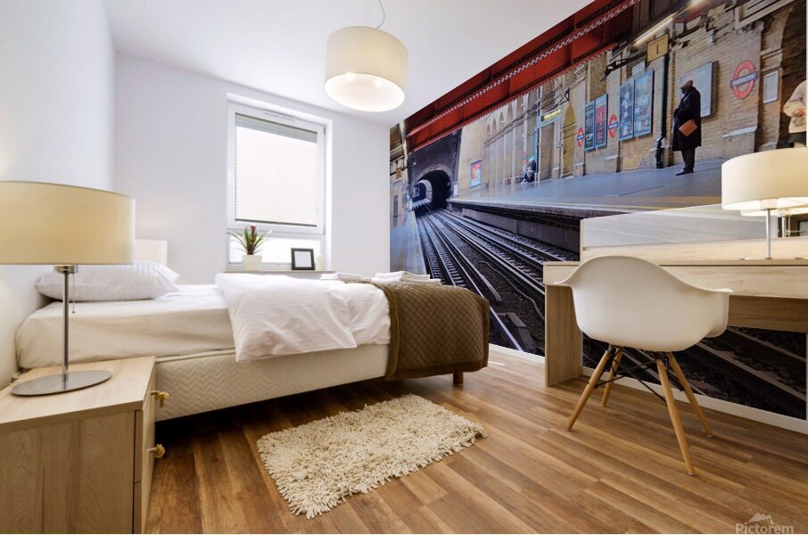 London Tube station tunnel with multiple tracks Mural print