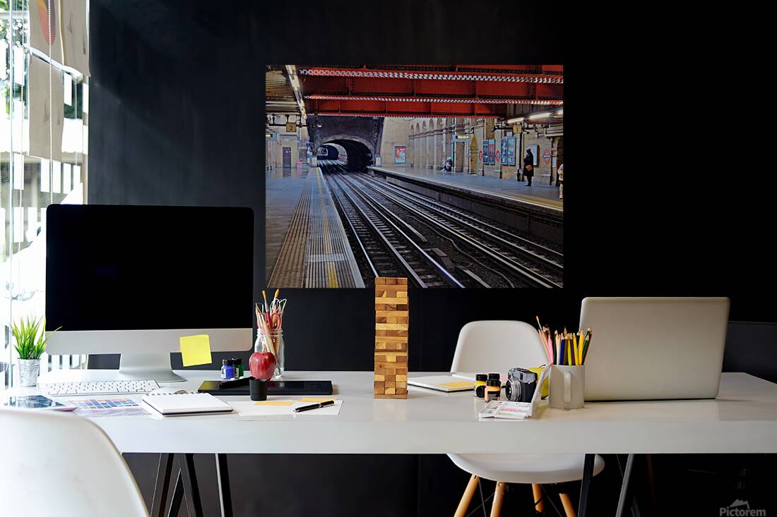 London Tube station tunnel with multiple tracks Reproduction