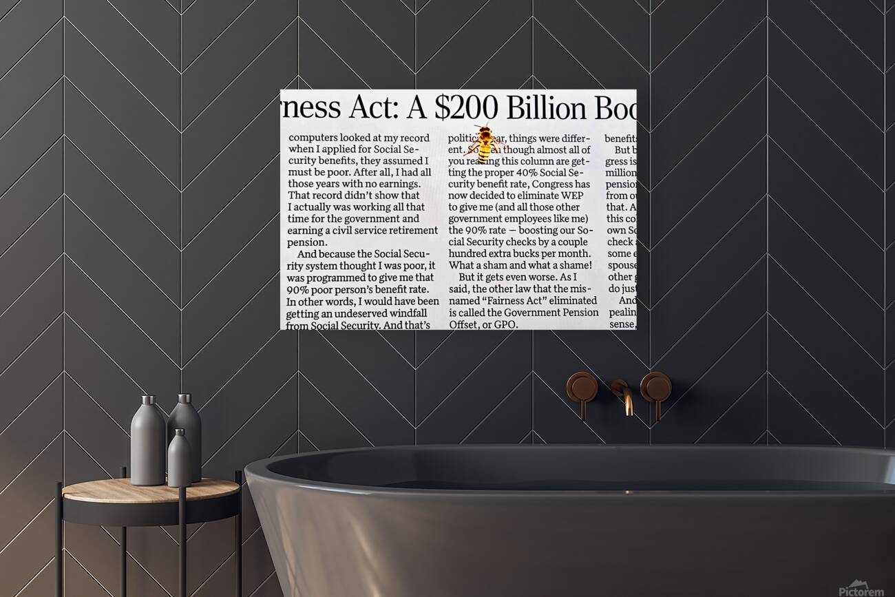 Bee on newspaper text Reproduction