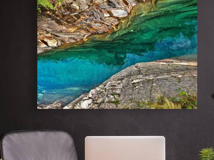 Verazca River polished stone and blue-green water by Creative Endeavors - Steven Oscherwitz