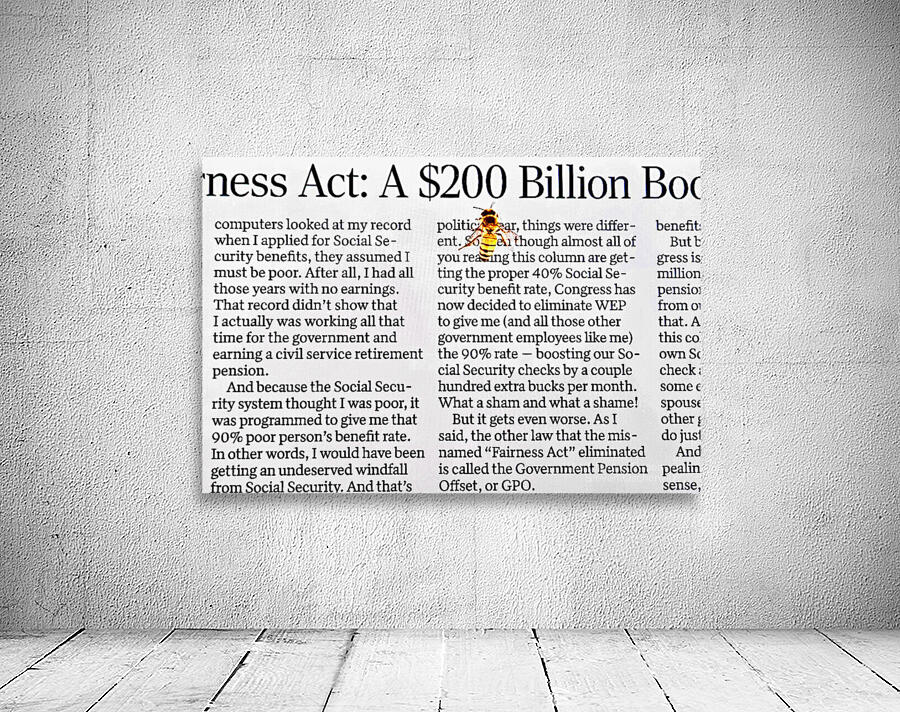 Bee on newspaper text Wall Preview
