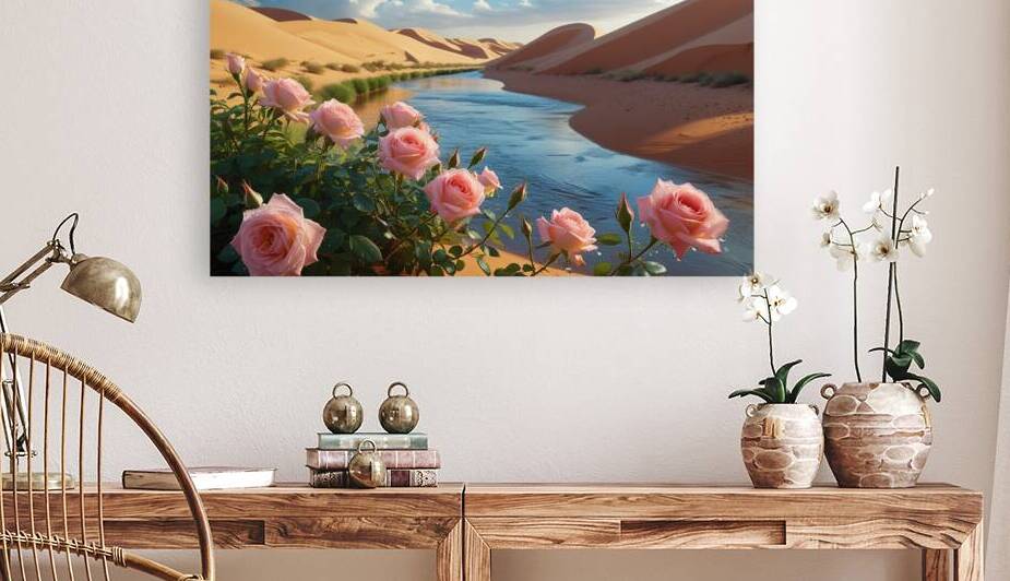 Desert rose beside a river in sahara desert by JONASBEK