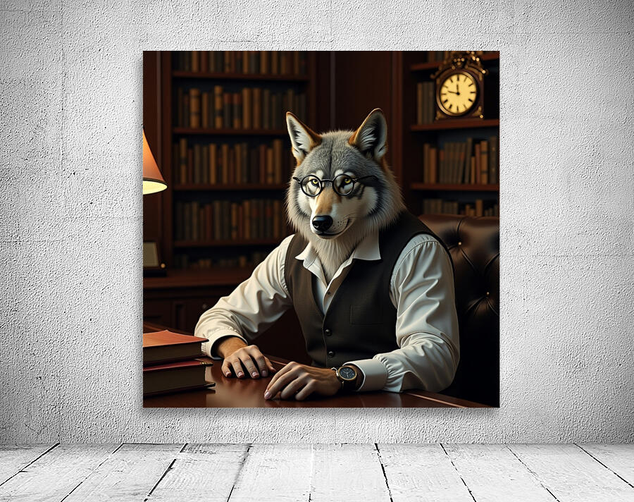  A wise and aged wolf anthropomorphized Wall Preview