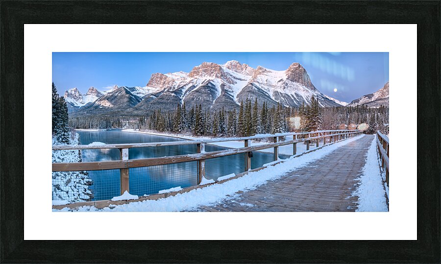 Bow River Fresh Snow and Moon Picture Frame print