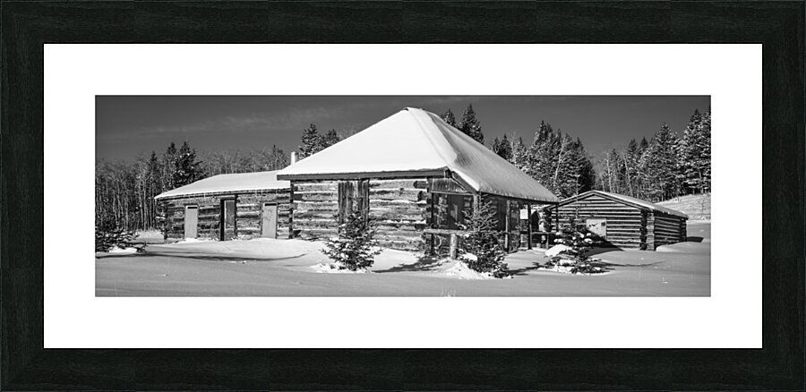 Winter Log Building Picture Frame print