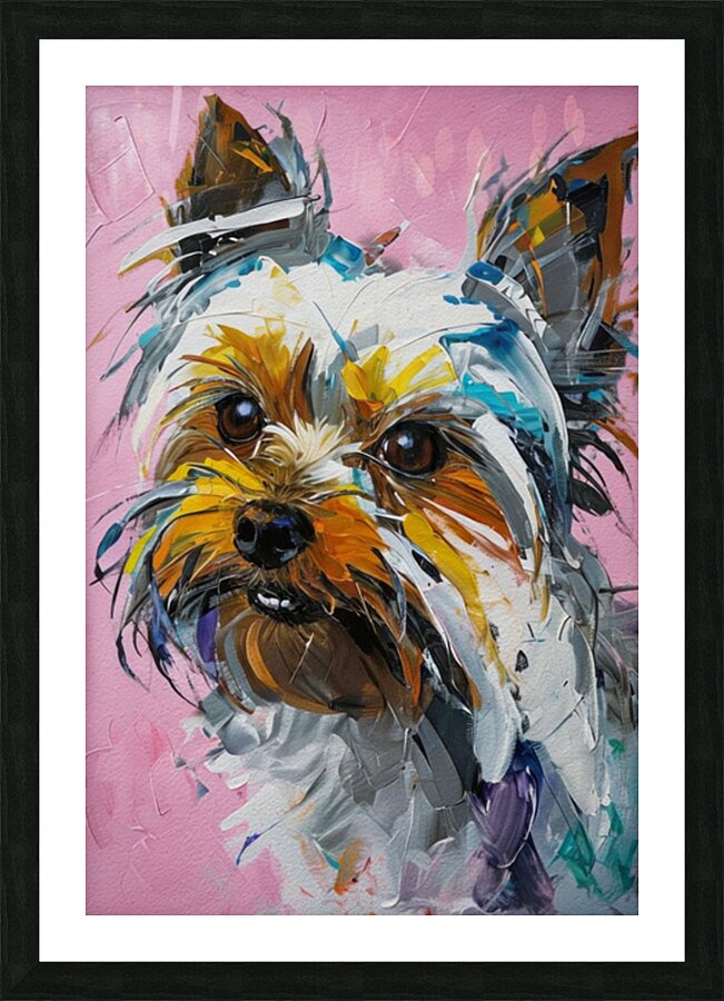 Yorkshire Terrier Portrait with Bold Expressionist Style Picture Frame print
