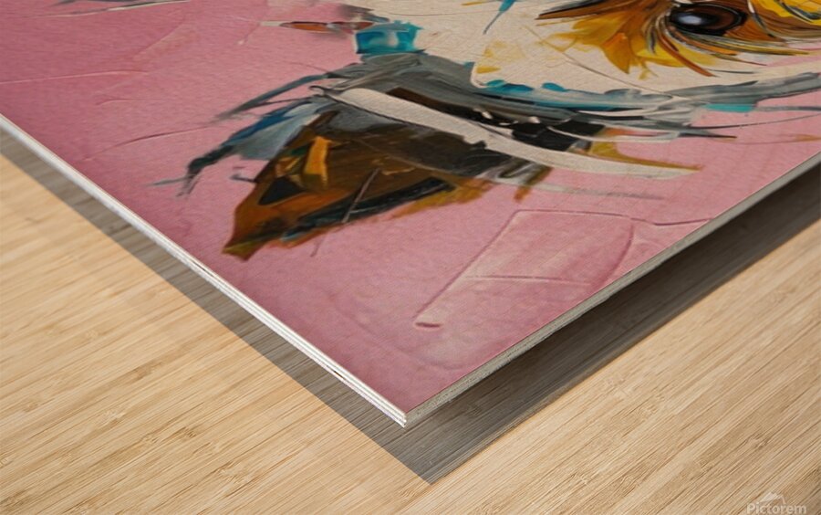 Yorkshire Terrier Portrait with Bold Expressionist Style Wood print