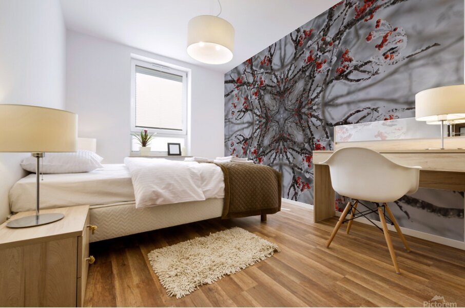 Red rowan tree berries Mural print