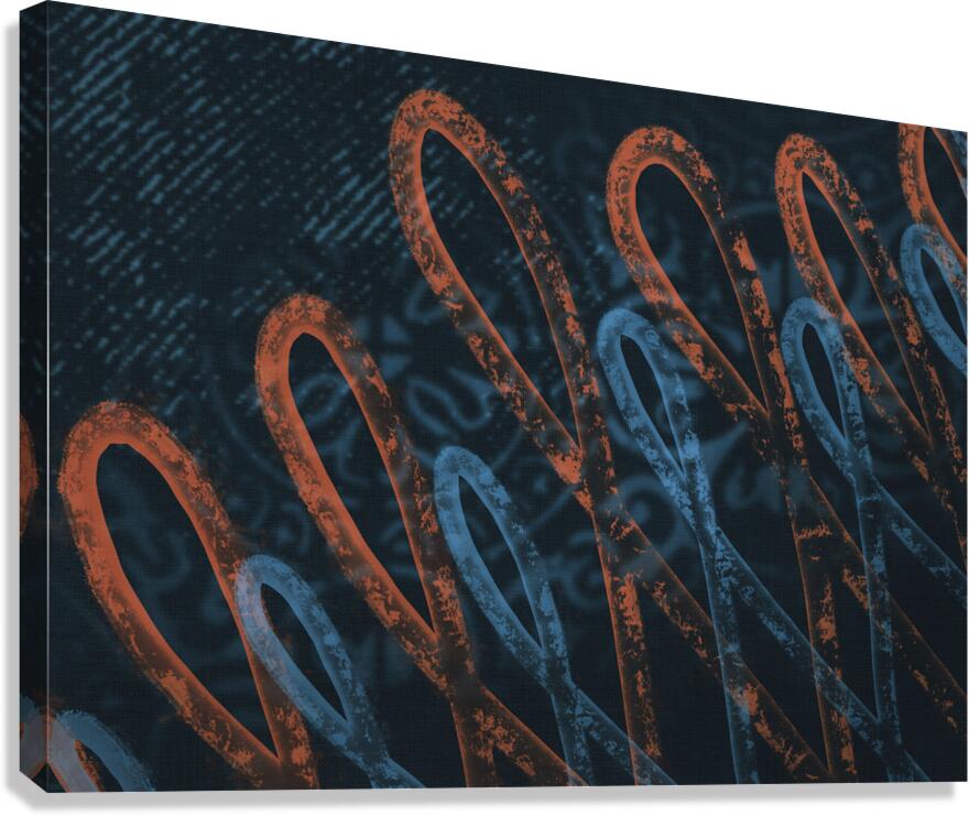 Linen and Loops Orange and Navy Blue Canvas Print