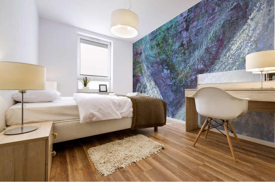 Blue Grey Heart Abstract Mural print