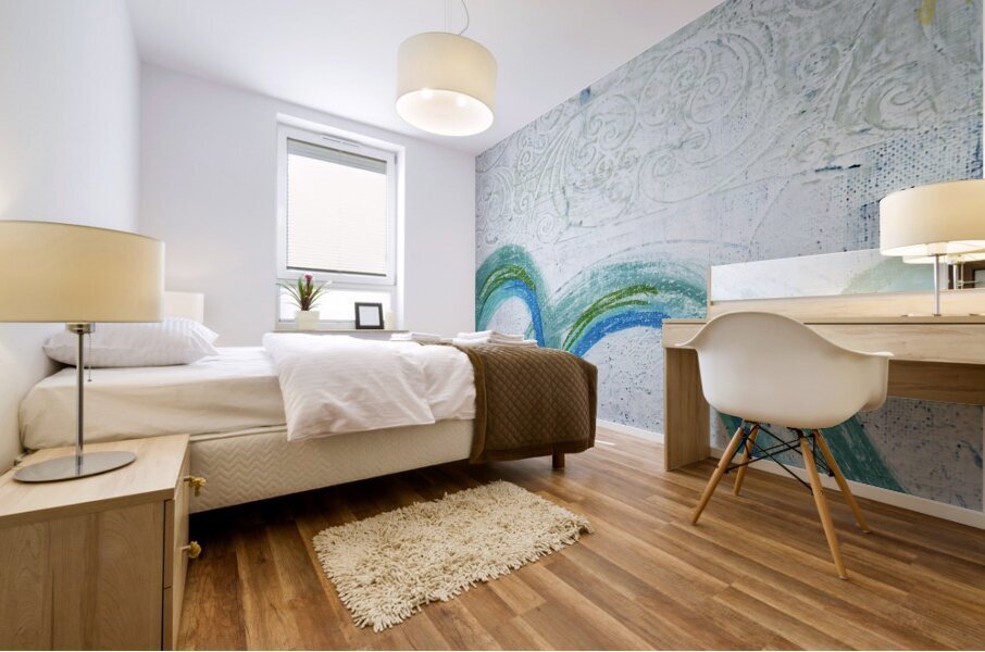 Abstract White and Blue 4 Mural print