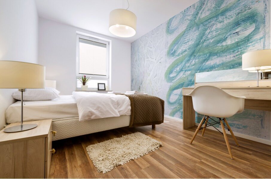 Abstract White and Blue 1 Mural print