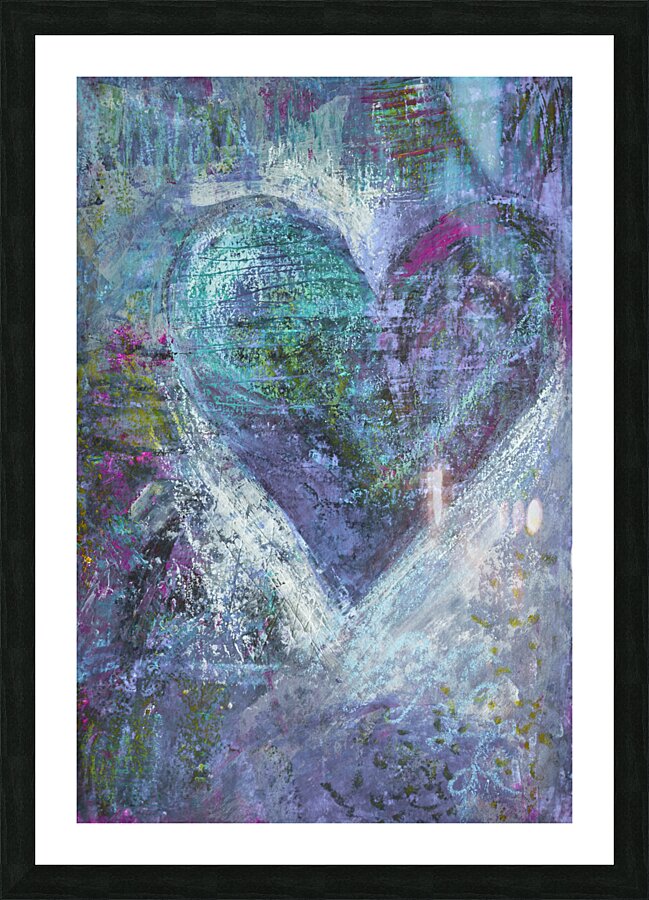 Blue Grey Heart Abstract Picture Frame print