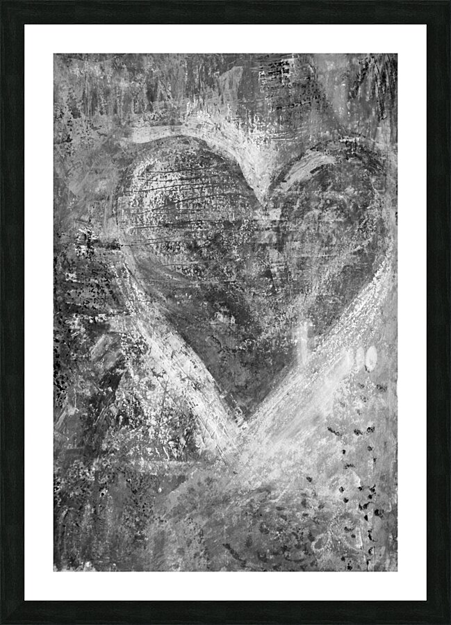 Heart Abstract in Black and White  Picture Frame print