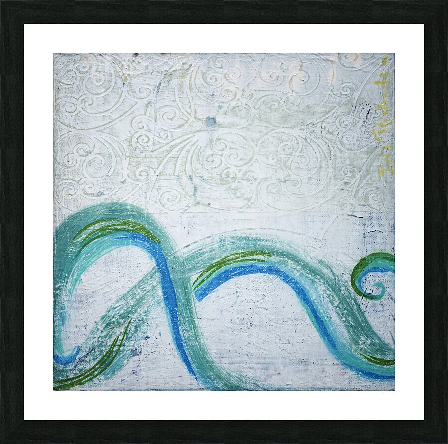 Abstract White and Blue 4 Picture Frame print