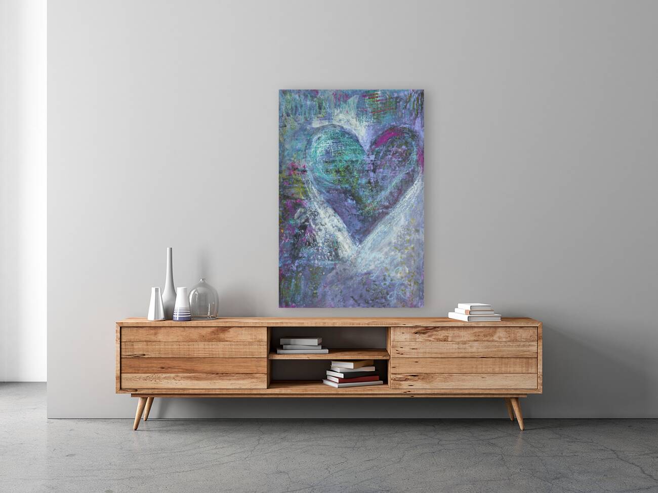 Blue Grey Heart Abstract Reproduction