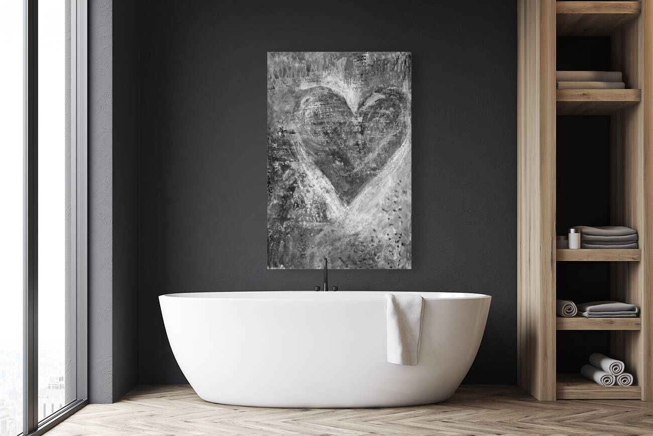 Heart Abstract in Black and White  Reproduction