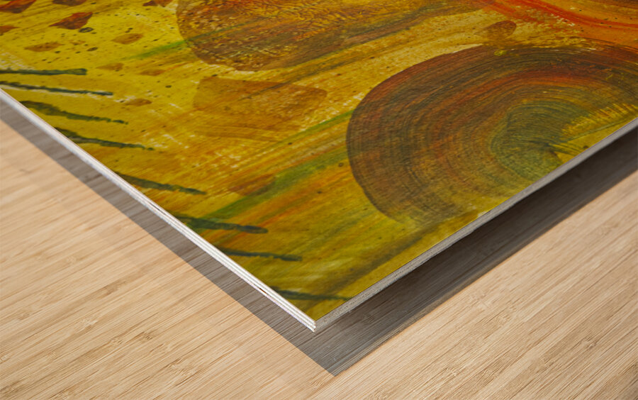 CONTENTMENT Abstract in Warm Yellow and Red   20240315 Wood print