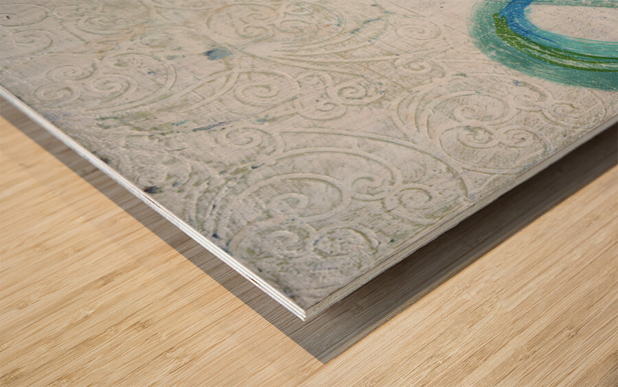 Abstract White and Blue 4 Wood print