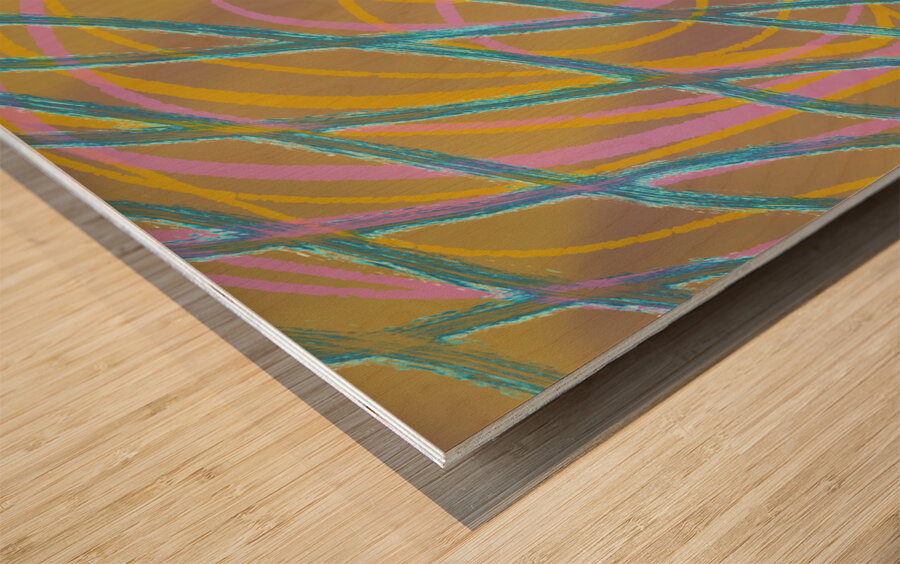 Blue Twist with Gold  Wood print