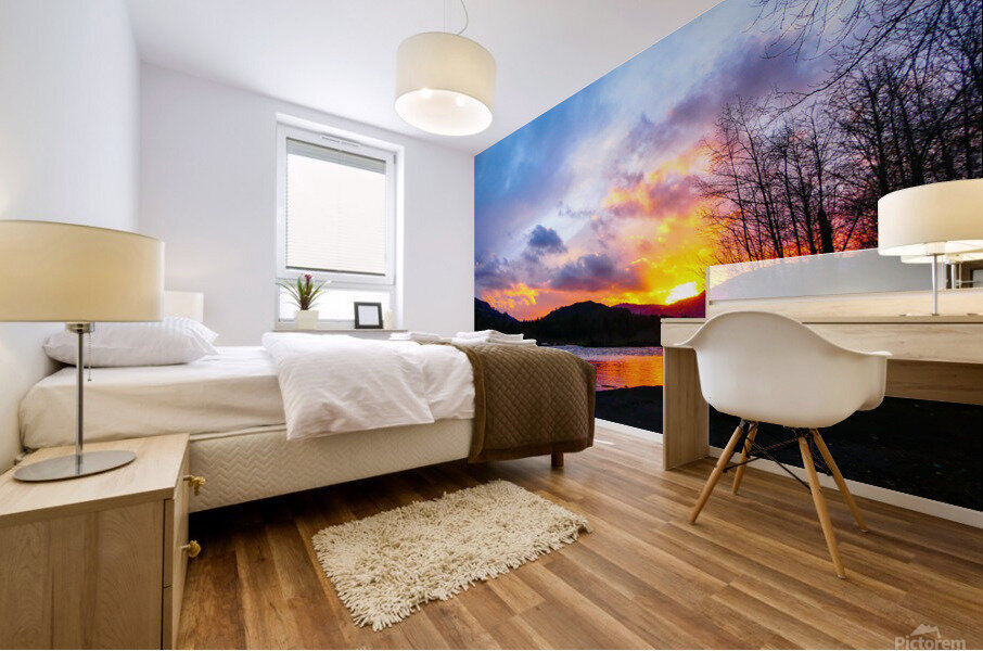 Nooksack River Sunset Mural print