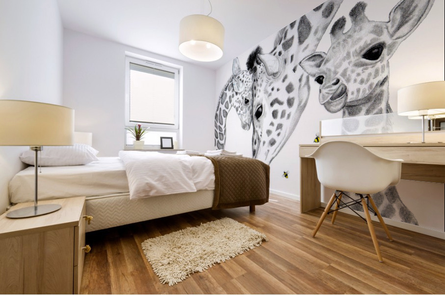 Giraffe Family  Mural print